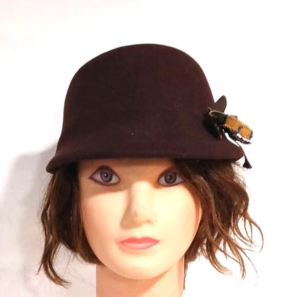 Rinon Dot 100% brown felted wool cap - Picture 4 of 12